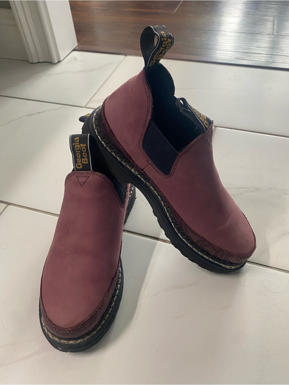 Georgia Boot Women's Slip-On Chelsea Booties - Plum